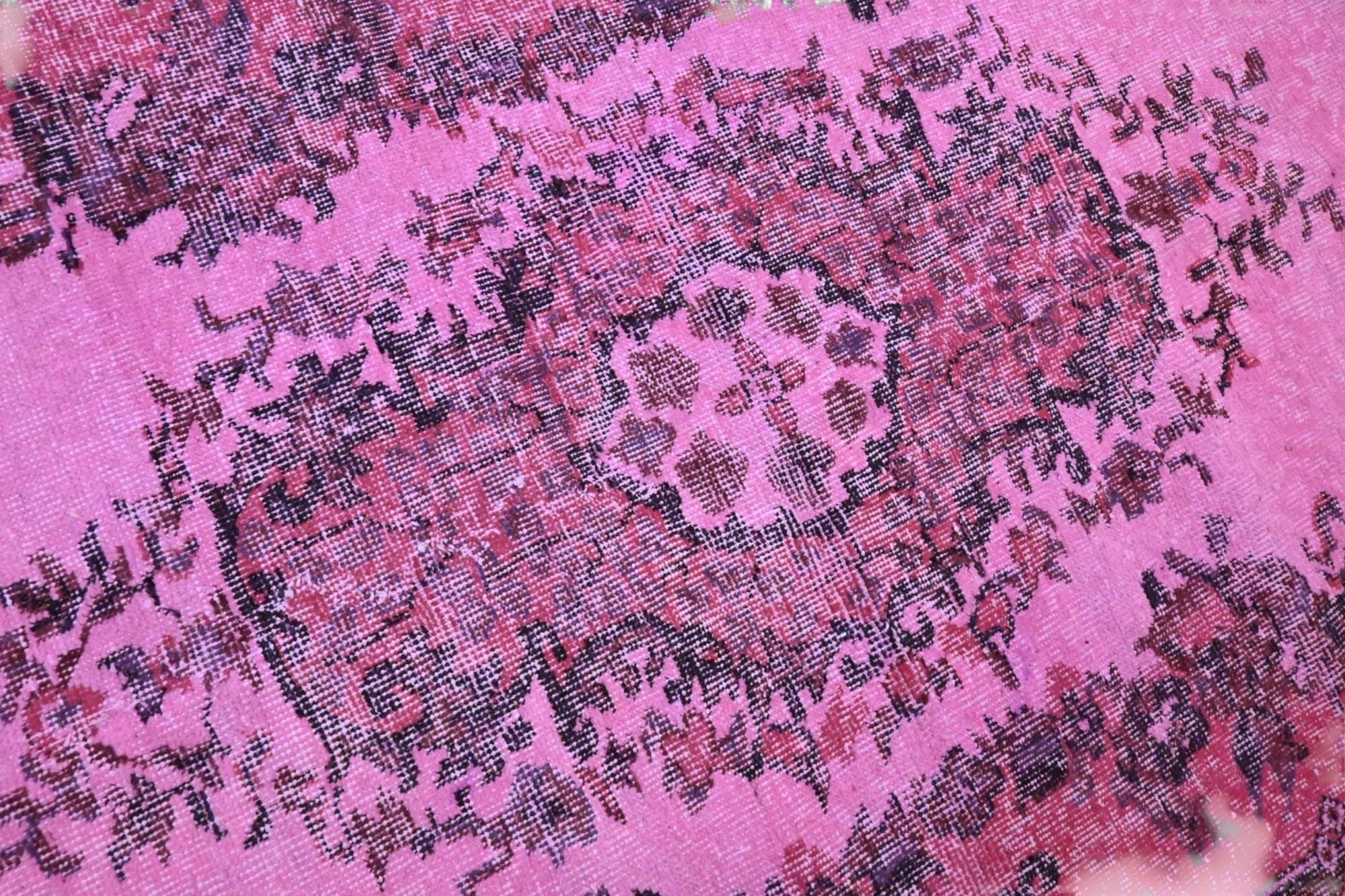 Speels fuchsiaroze vintage vloerkleed - G655
