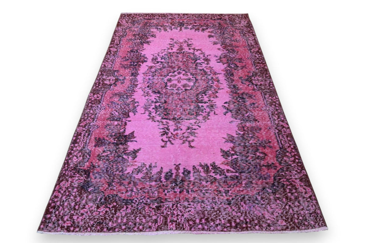 Speels fuchsiaroze vintage vloerkleed - G655