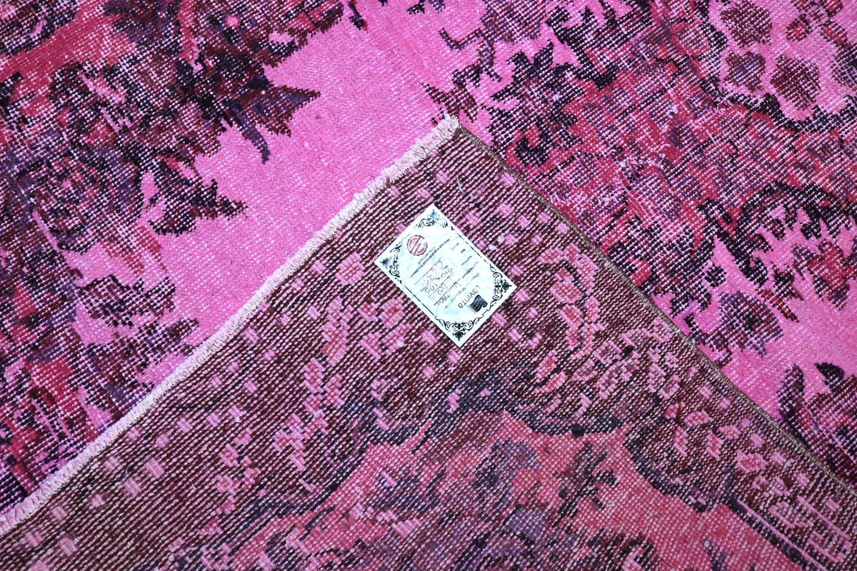 Speels fuchsiaroze vintage vloerkleed - G655