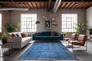 Stoer jeansblauw vintage vloerkleed - G657