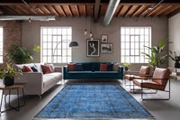 Stoer jeansblauw vintage vloerkleed - G657