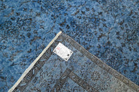 Stoer jeansblauw vintage vloerkleed - G657