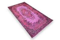 Vurig magentaroze vintage vloerkleed - G660