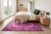 Vurig magentaroze vintage vloerkleed - G660