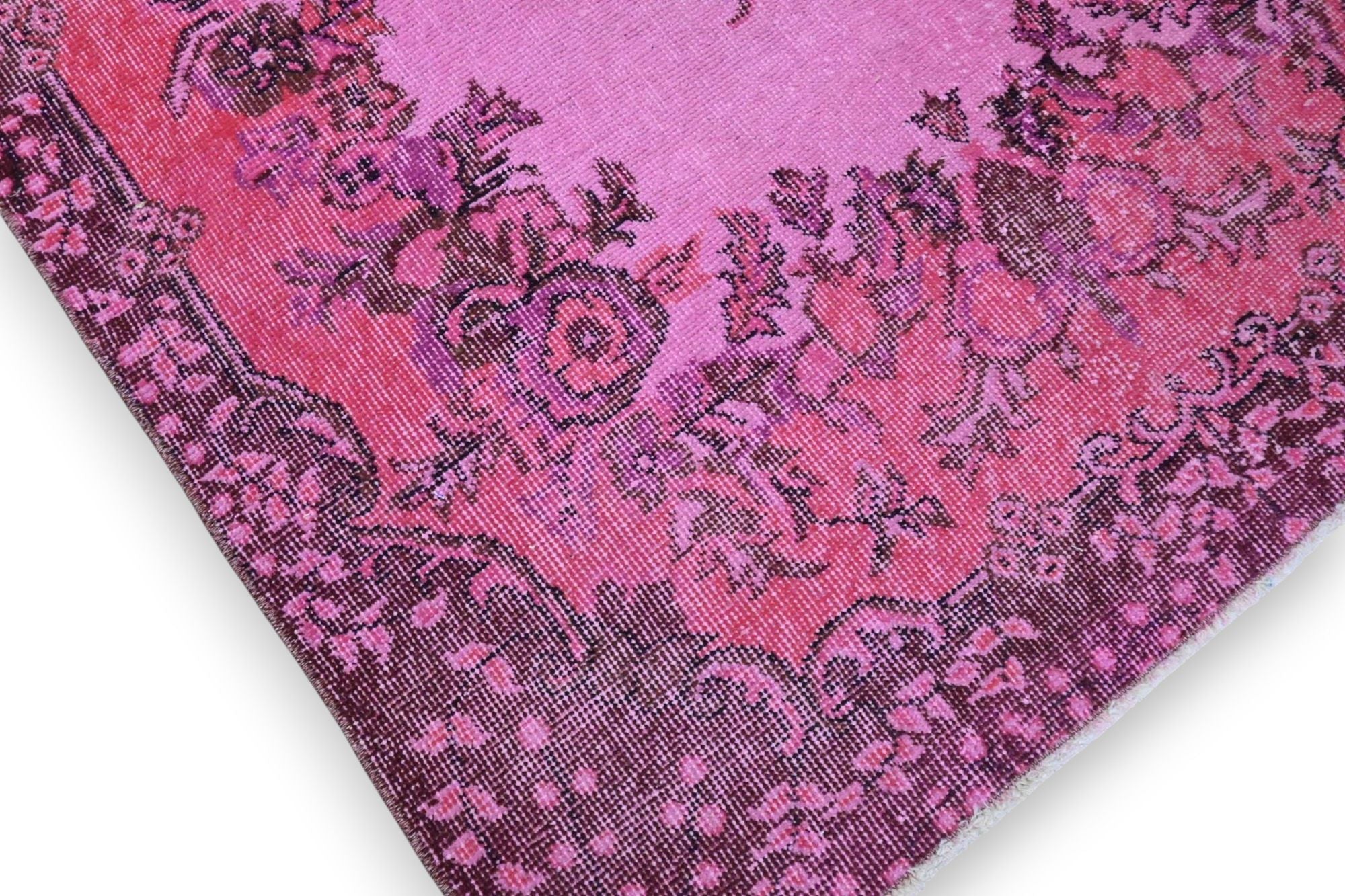 Vurig magentaroze vintage vloerkleed - G660