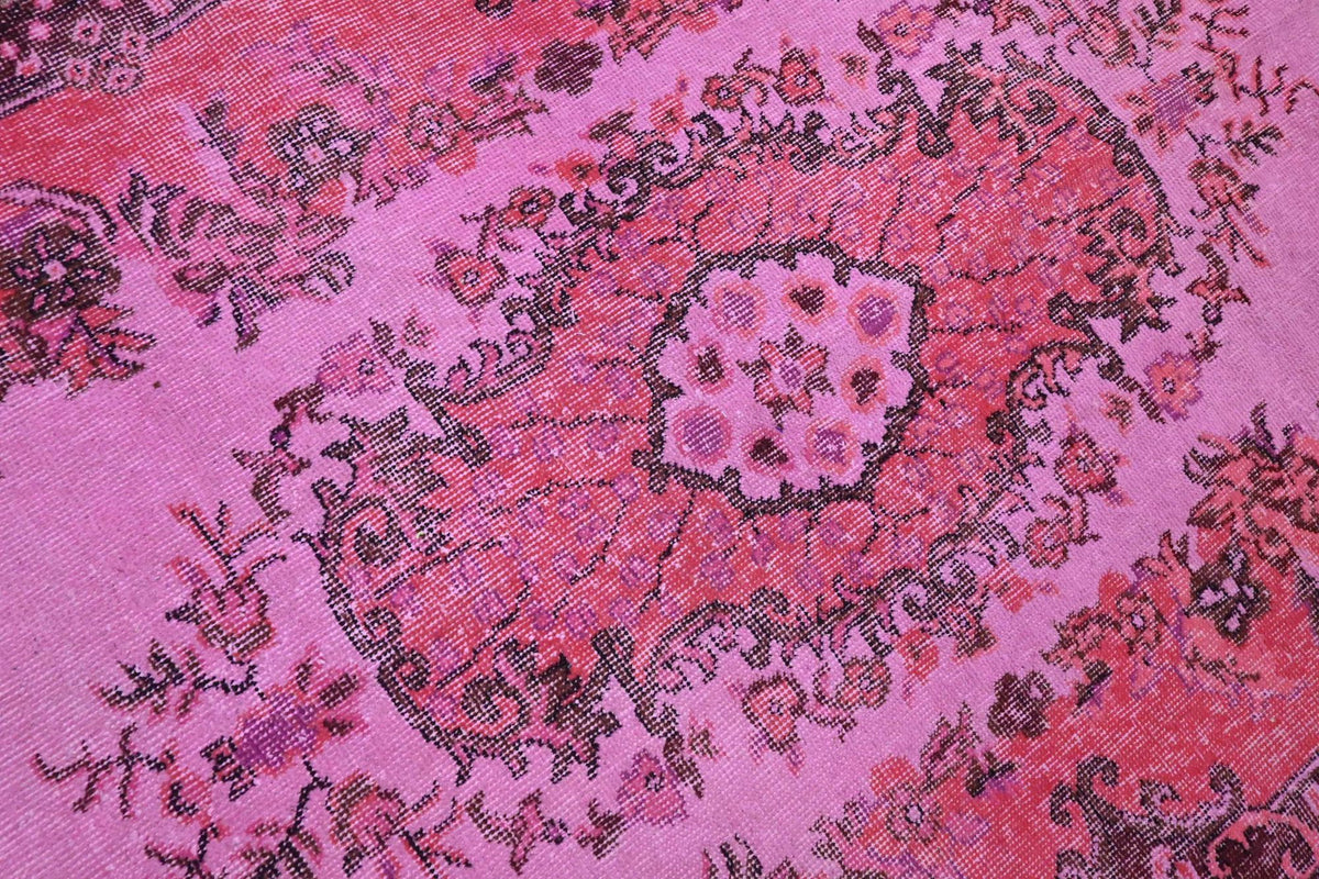 Vurig magentaroze vintage vloerkleed - G660