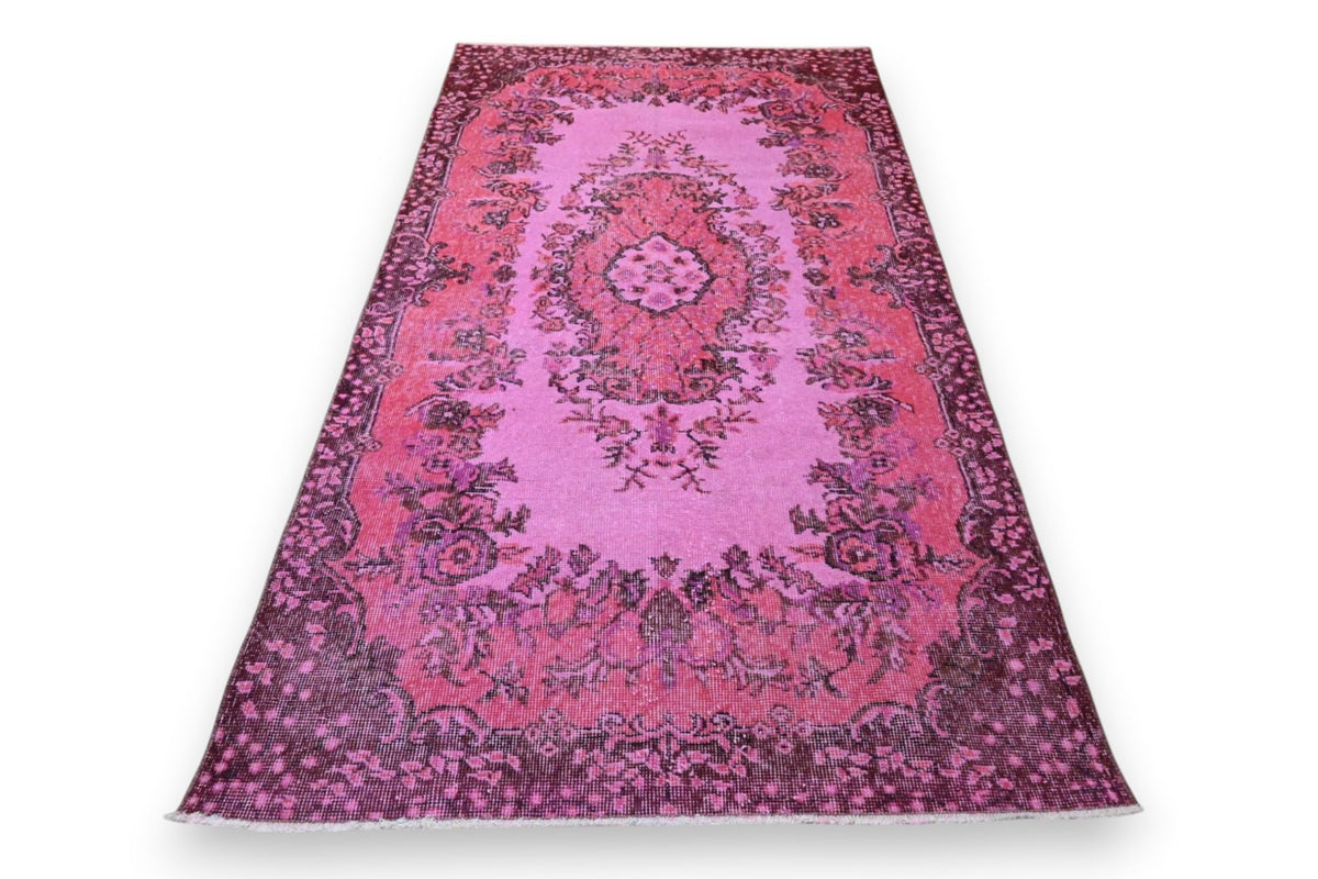 Vurig magentaroze vintage vloerkleed - G660