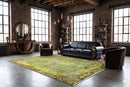 Levendig olijfgroen vintage vloerkleed - G659