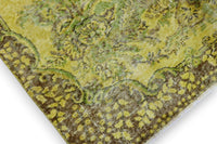 Levendig olijfgroen vintage vloerkleed - G659