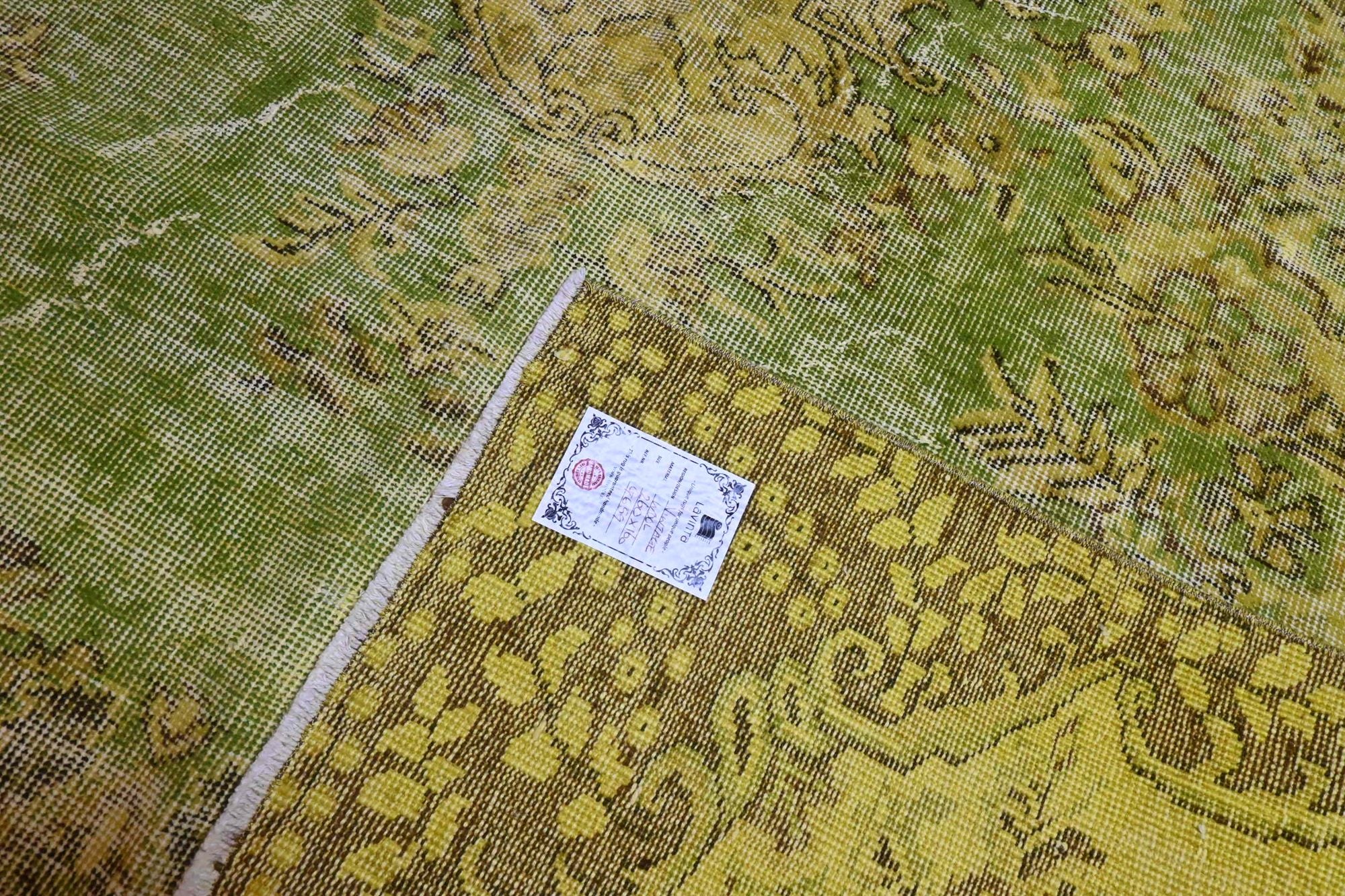 Levendig olijfgroen vintage vloerkleed - G659