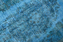 Clear azure blue vintage rug - G658