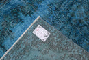Clear azure blue vintage rug - G658