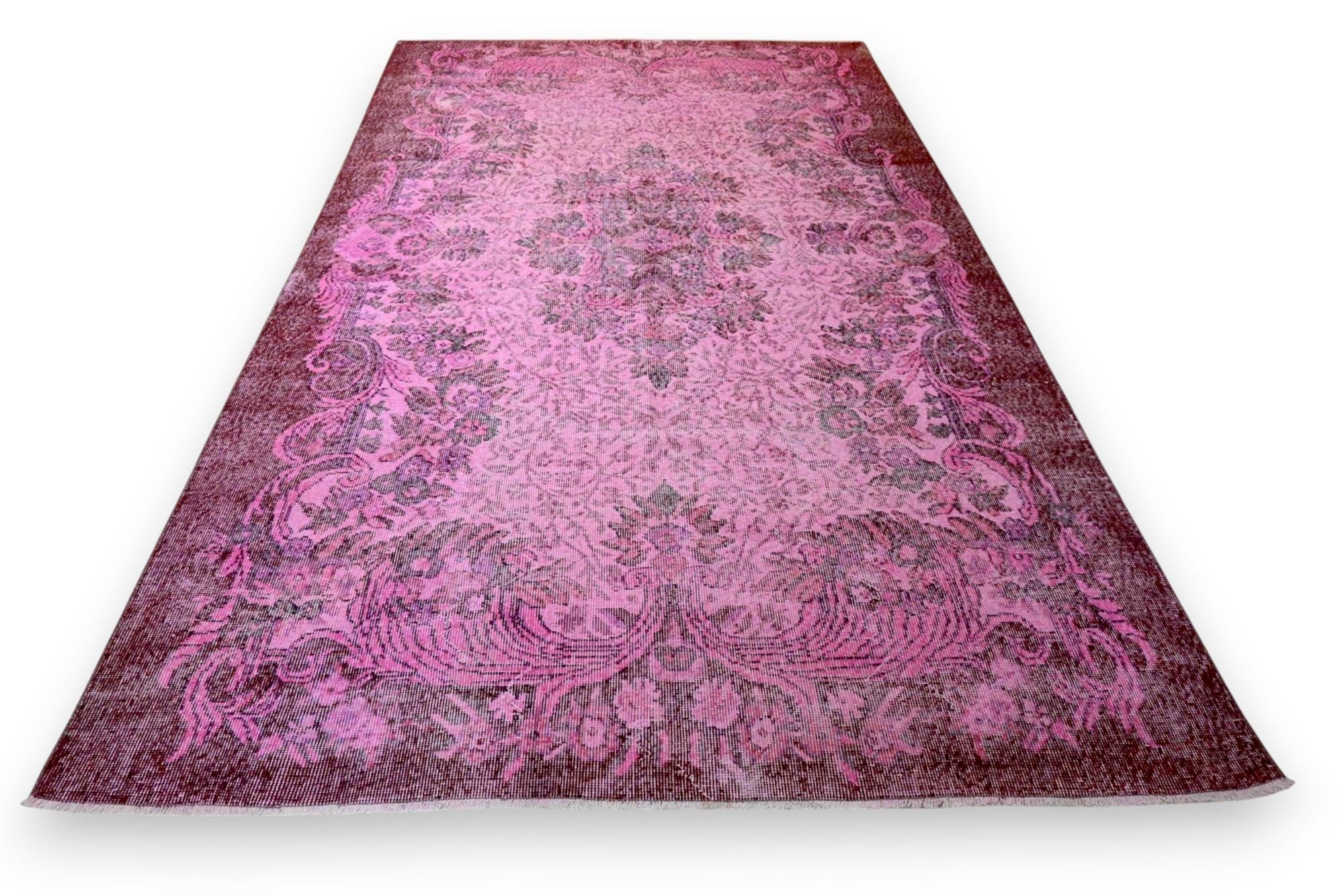 Zacht poederroze vintage vloerkleed - G661
