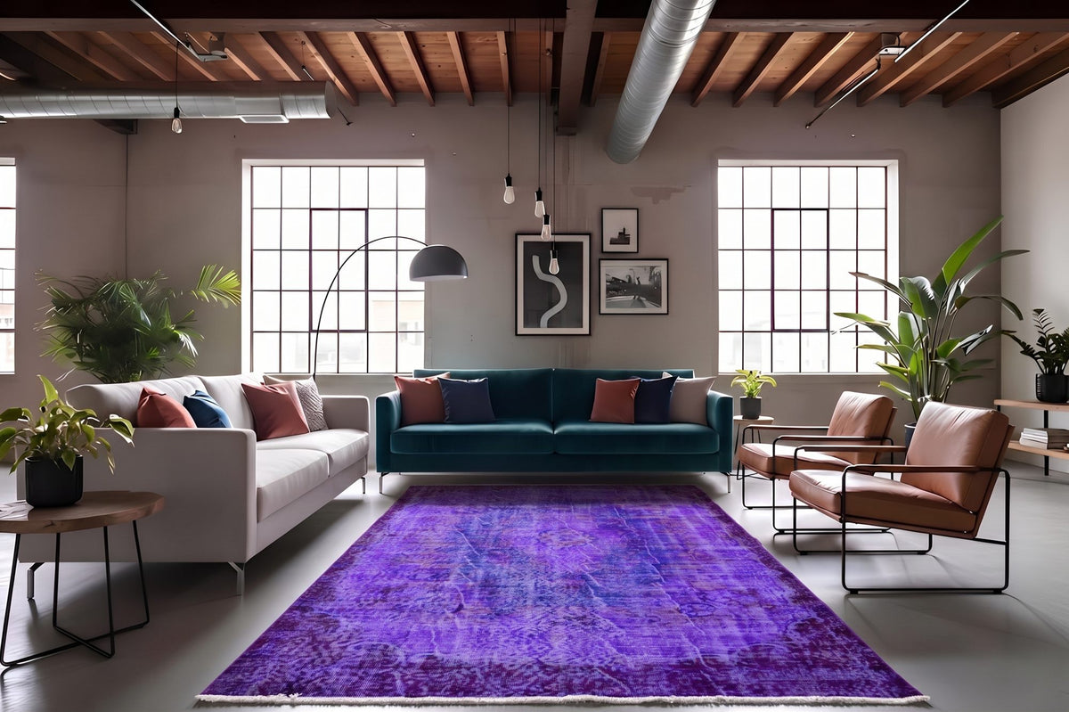 Diep violetpaars vintage vloerkleed - G662