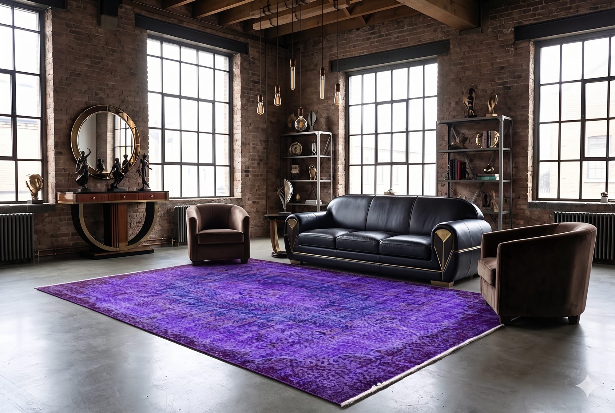 Diep violetpaars vintage vloerkleed - G662