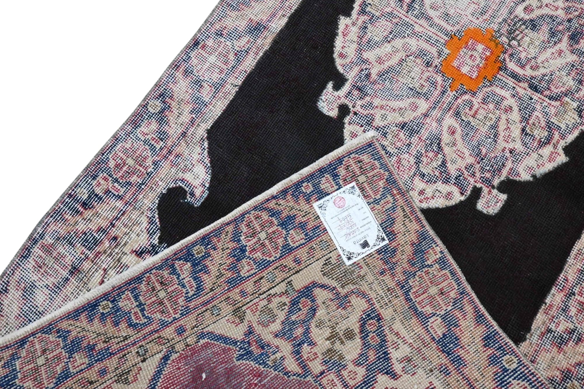 Kleurrijke overgeverfde vintage loper - G669