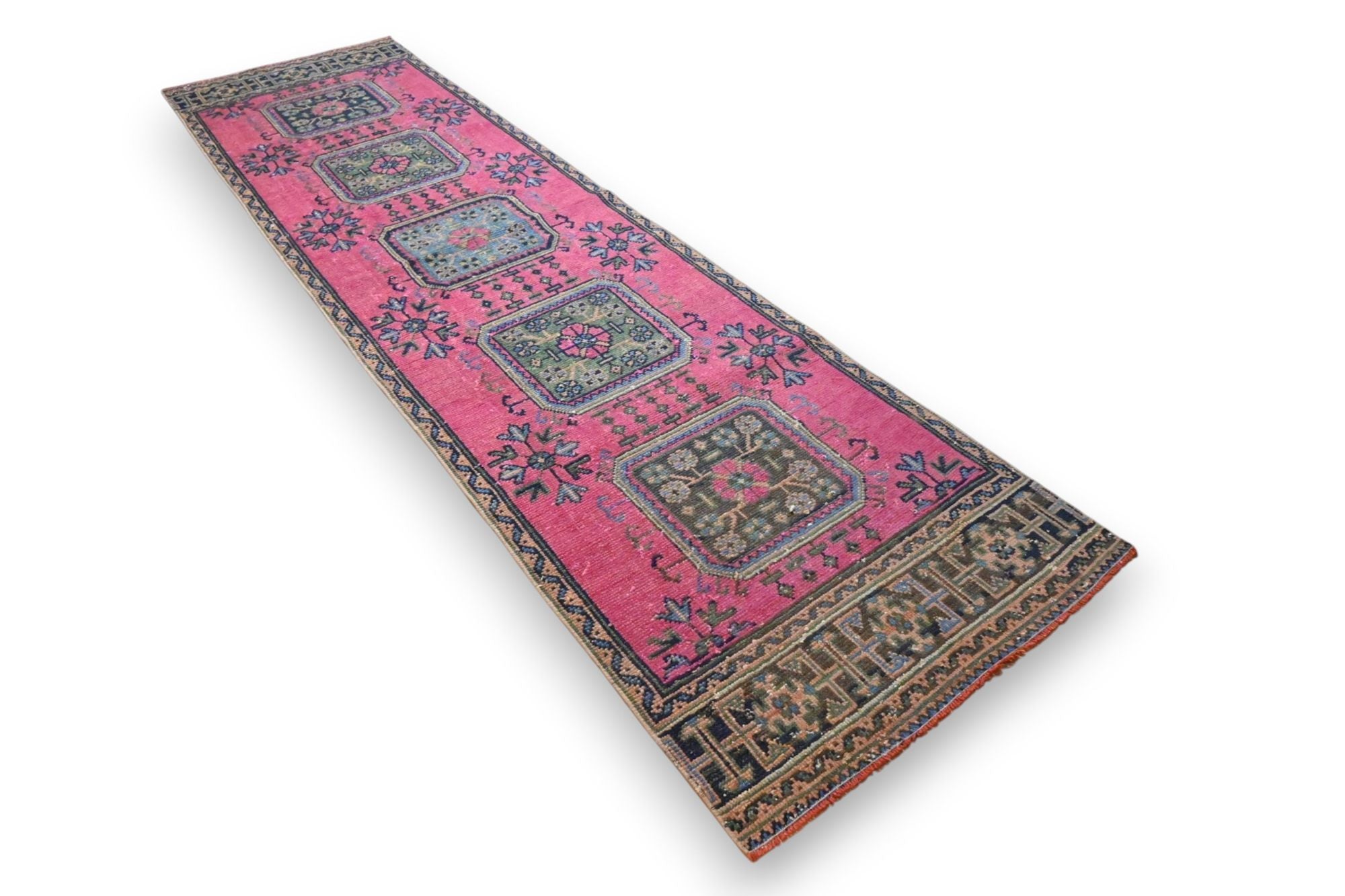 Levendig fuchsiaroze Usak loper - G672