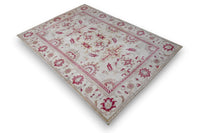 Zacht framboosroze bloemen vloerkleed - G682