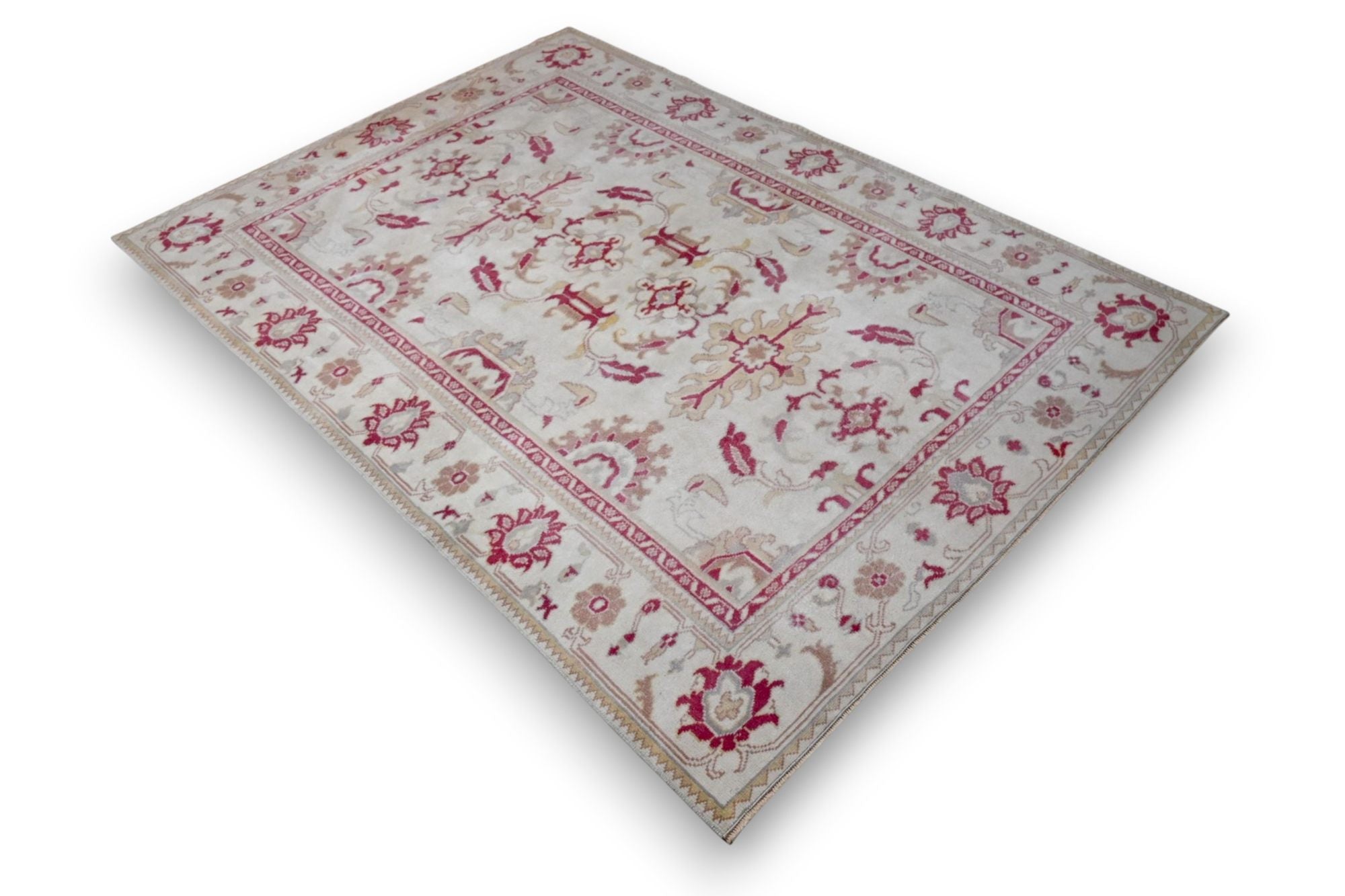 Zacht framboosroze bloemen vloerkleed - G682