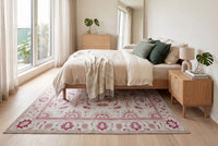 Zacht framboosroze bloemen vloerkleed - G682