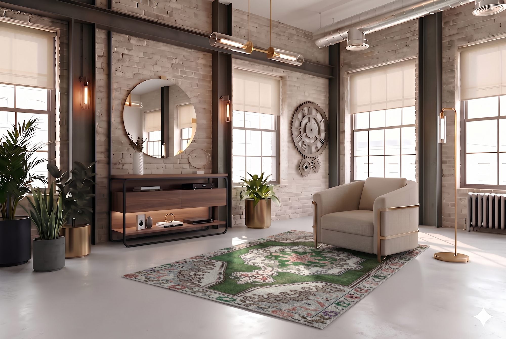 Groen vintage vloerkleed - G687
