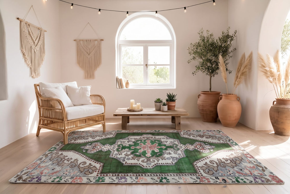 Groen vintage vloerkleed - G687