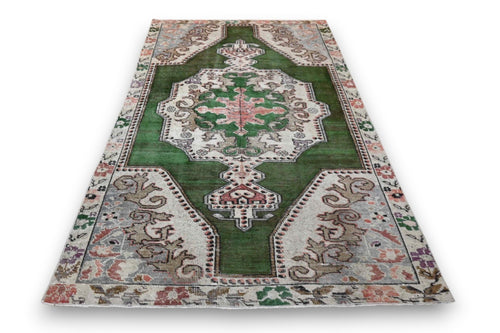 Diep flessengroen vintage vloerkleed - G687