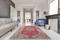 Warm framboosrood vintage vloerkleed - G692