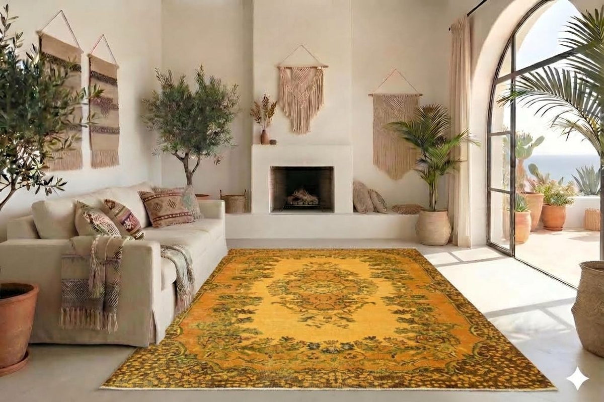 Warm saffraangeel vintage vloerkleed - G700