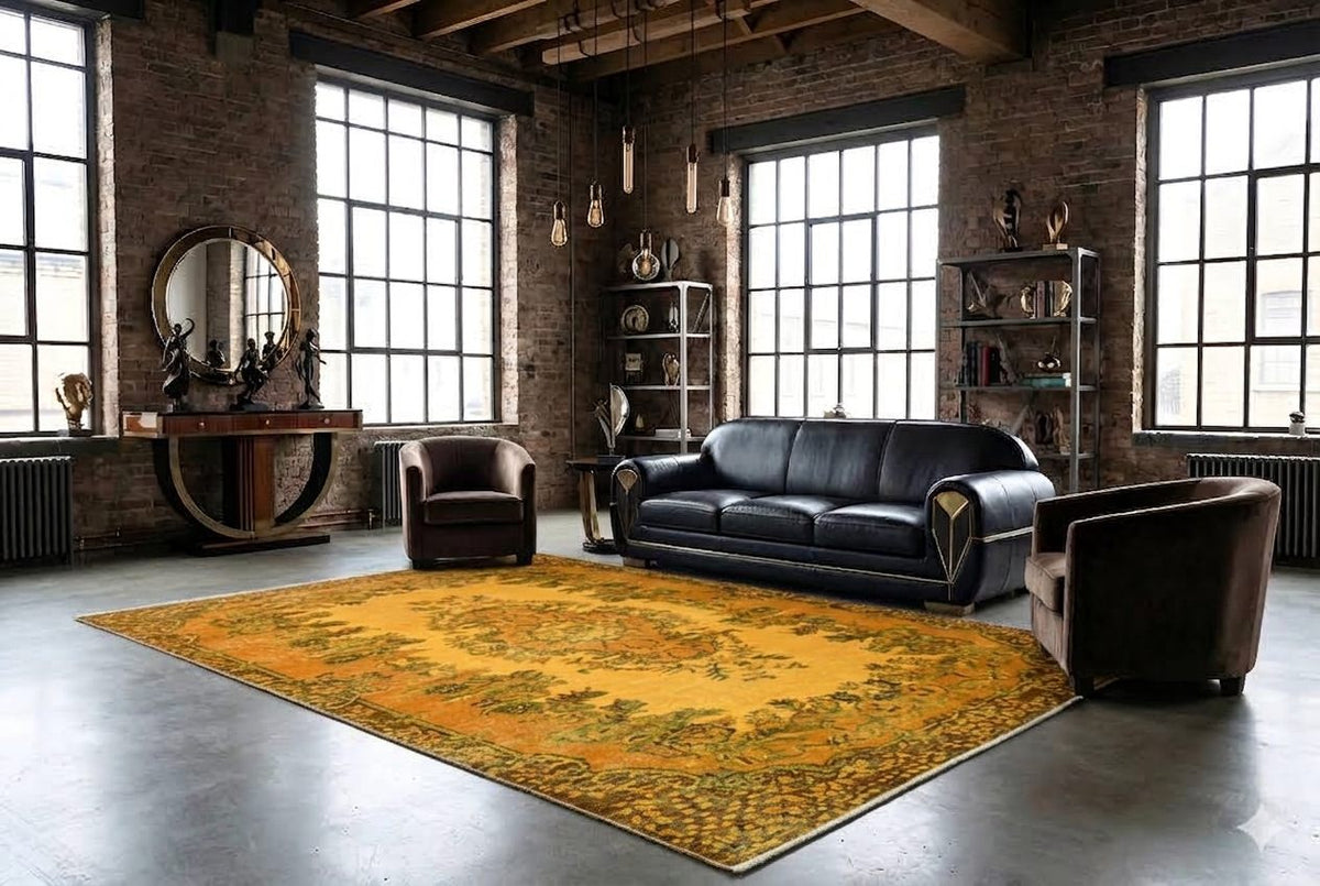 Warm saffraangeel vintage vloerkleed - G700
