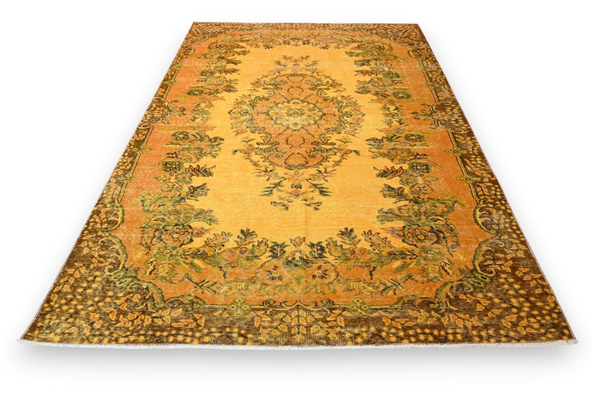 Warm saffraangeel vintage vloerkleed - G700
