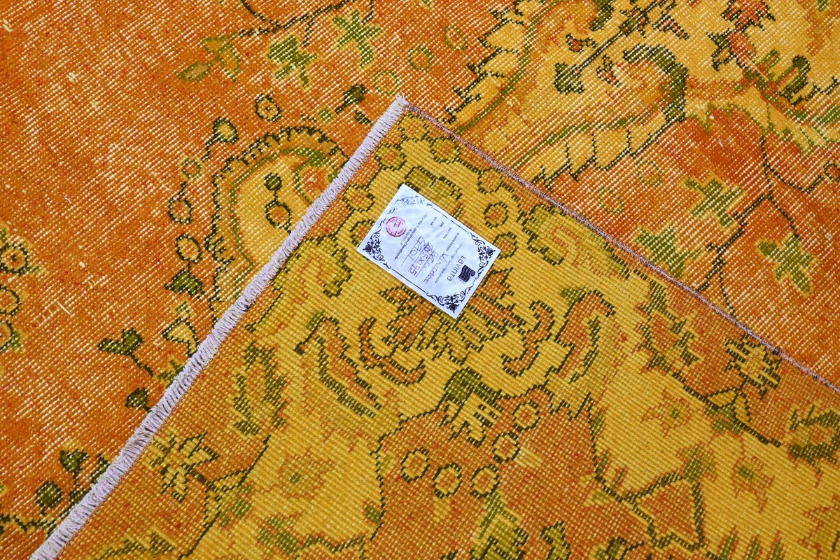 Zonnig oranjegeel vintage vloerkleed - G701