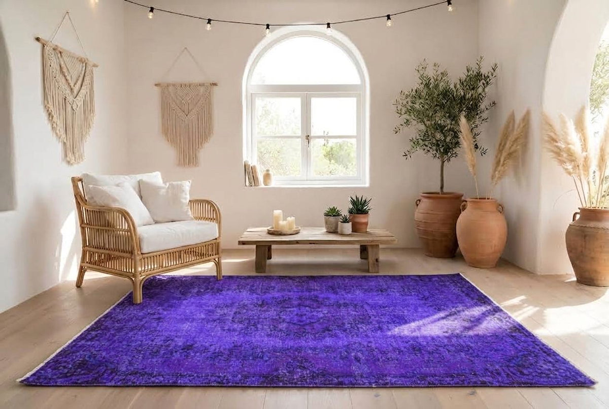Diep violetpaars vintage vloerkleed - G702