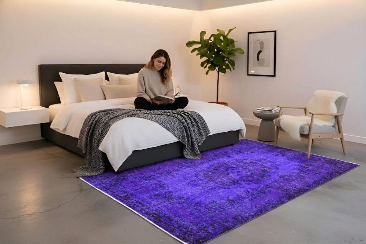 Diep violetpaars vintage vloerkleed - G702