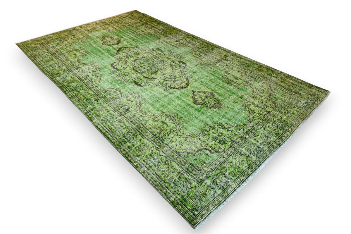 Sappig grasgroen vintage vloerkleed - G703