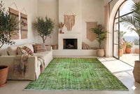 Sappig grasgroen vintage vloerkleed - G703