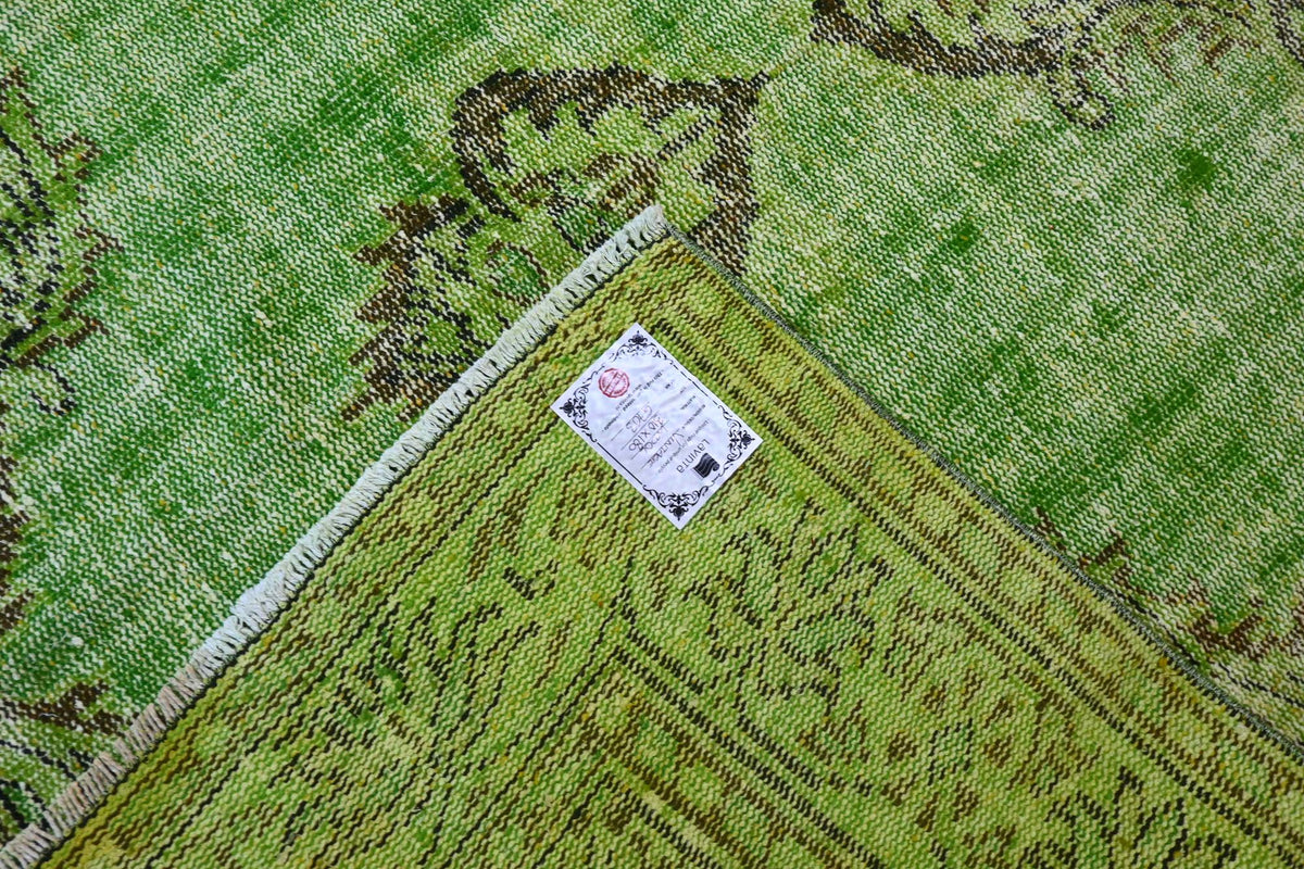 Sappig grasgroen vintage vloerkleed - G703