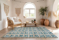 Botanisch turquoise vintage vloerkleed - G705