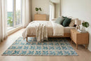 Botanisch turquoise vintage vloerkleed - G705