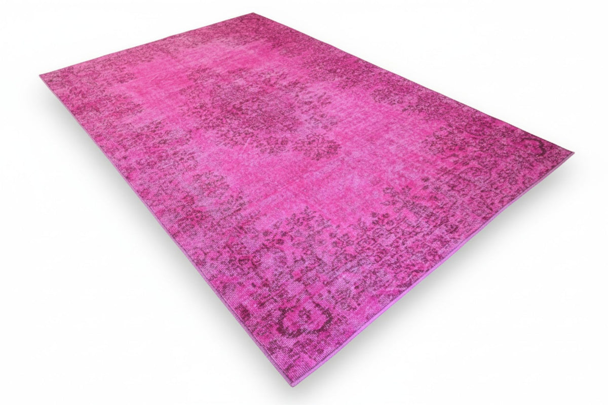 Uitgesproken fuchsiaroze vintage vloerkleed - G708
