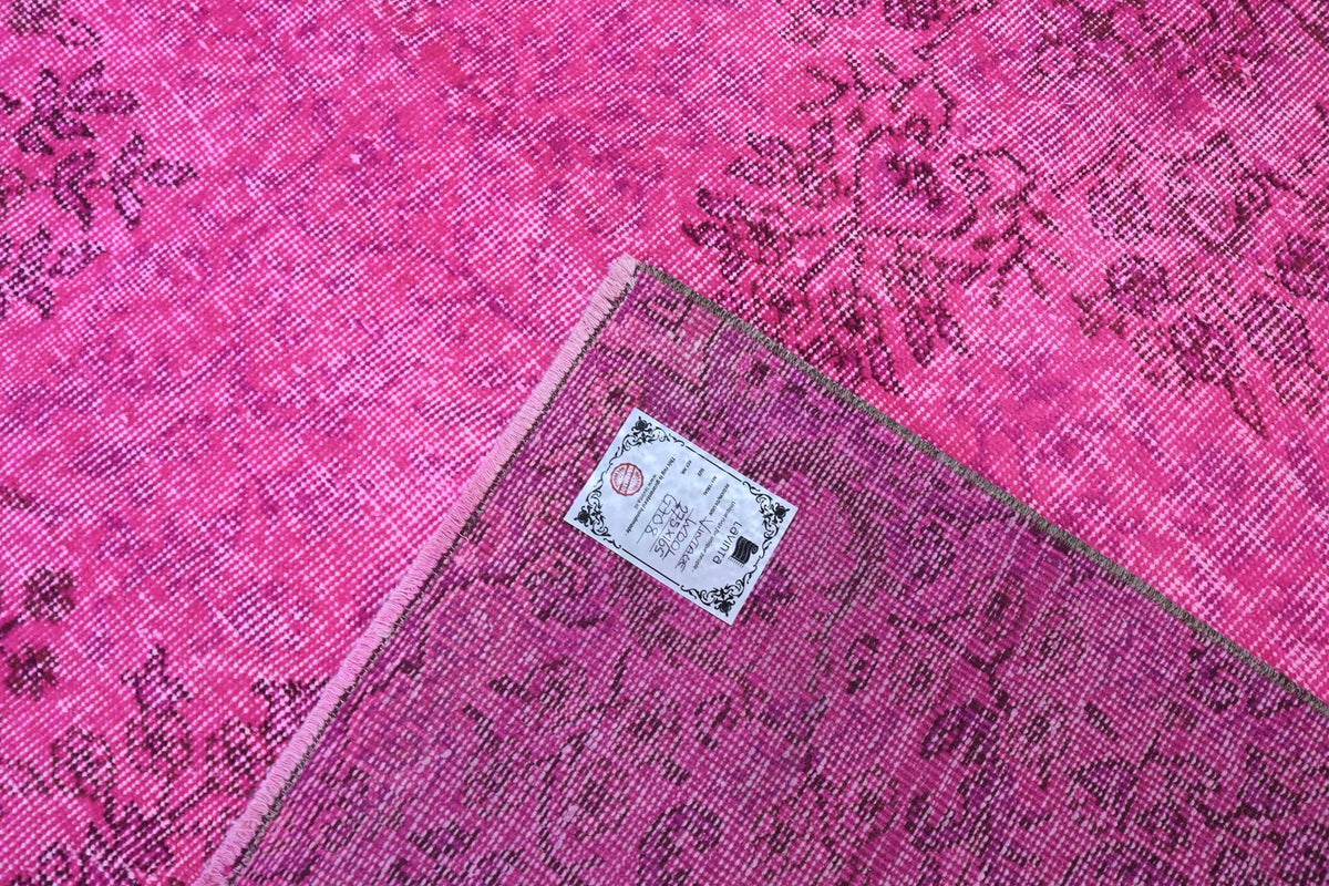 Uitgesproken fuchsiaroze vintage vloerkleed - G708