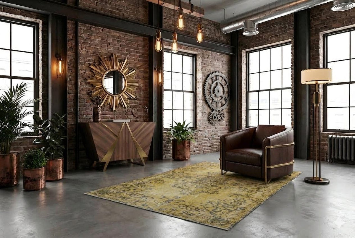 Yellow vintage rug - G709