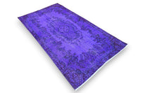 Stralend blauwpaars vintage vloerkleed - G714