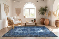 Verweerd denimblauw vintage vloerkleed - G715