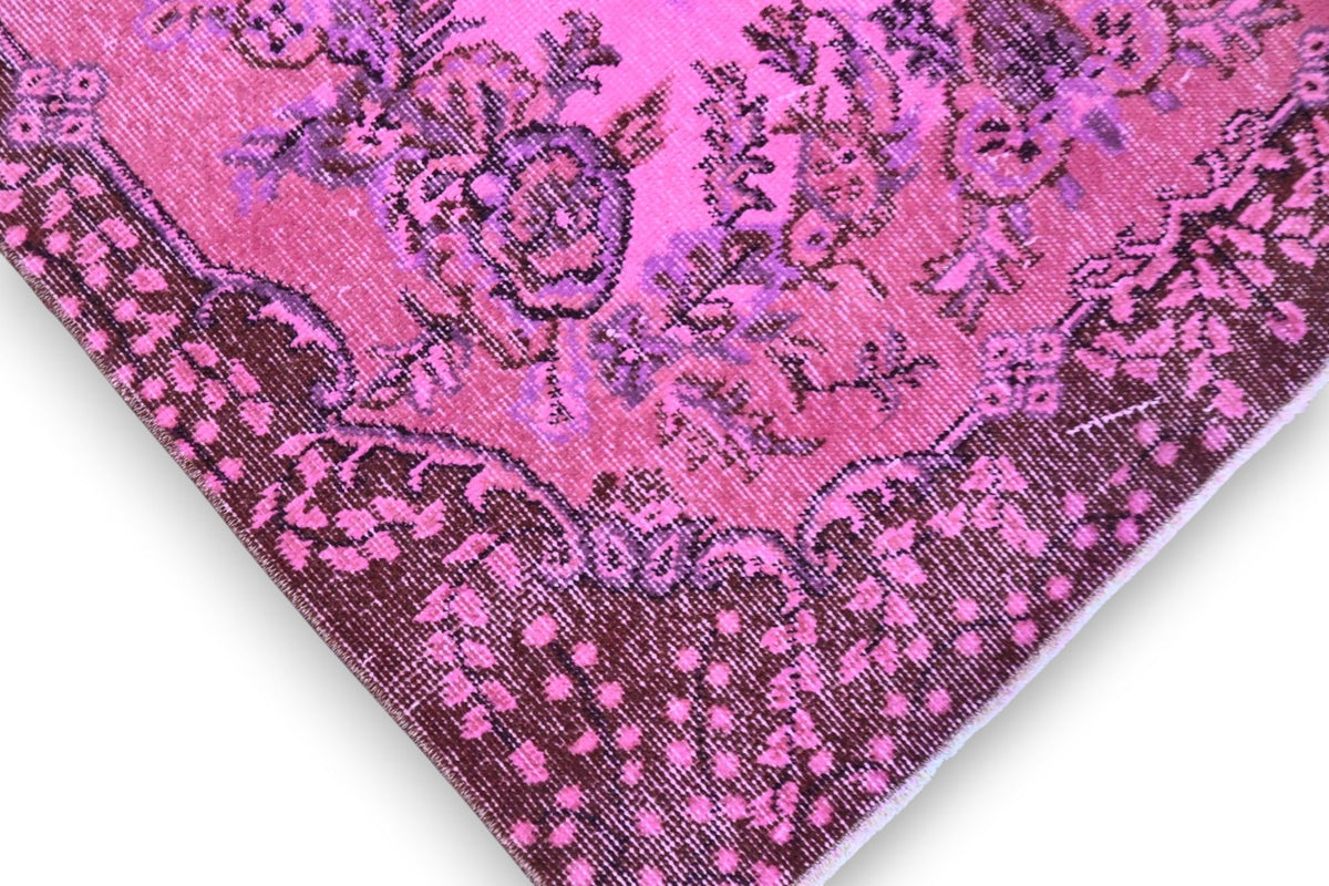 Speels orchideeroze vintage vloerkleed - G717