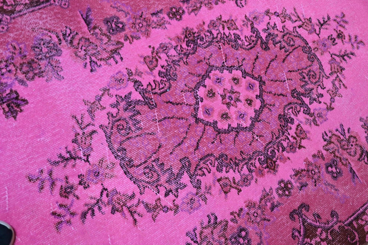 Speels orchideeroze vintage vloerkleed - G717