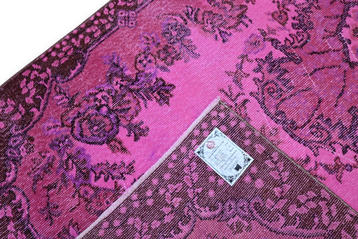 Speels orchideeroze vintage vloerkleed - G717