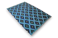 Grafisch oceaanblauw kelim vloerkleed - G746