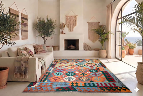 Sunny colorful kilim rug - G749
