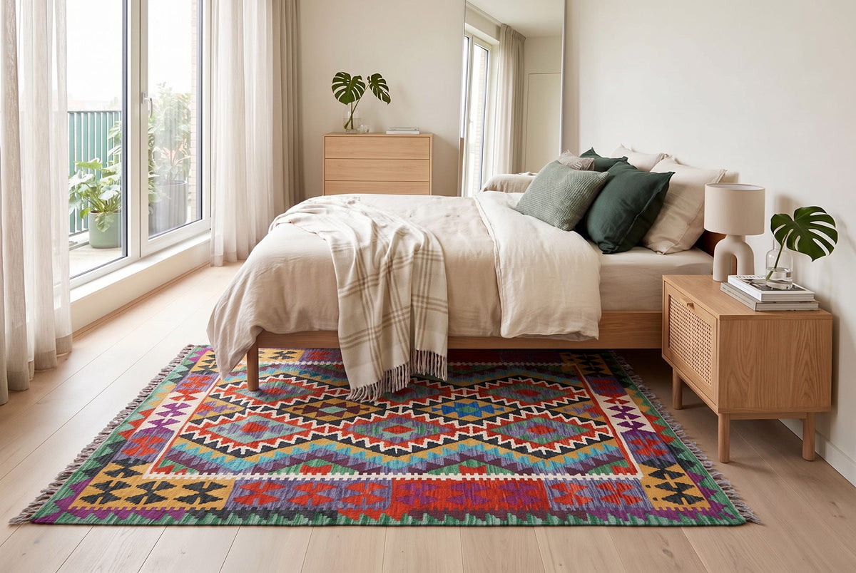 Speels kleurrijk kelim vloerkleed G759 – foto 2